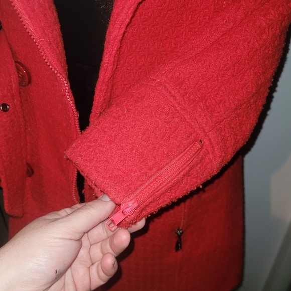 Oxygen Collections Red Mid Length Pea Coat S - Picture 6 of 7